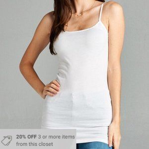 Basic Layering Tank Camisole Longer Length White